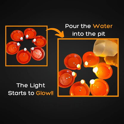 LED Diya Water Sensor - 6/12/18/24 Pack: No Fire, Smoke, or Oil, Only Bright Light